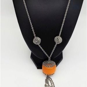 Amber and silver tone Traveler’s Necklace